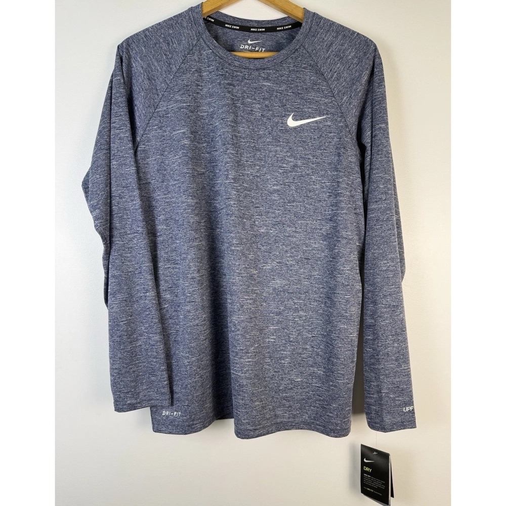NWT Nike Dri-Fit Swim Men's Long-Sleeve Hydroguard Swim Shirt Navy Medium